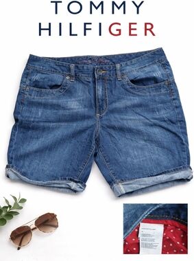Tommy Hilfiger Denim Shorts Women’s Size 16 Blue Cuffed Jean Shorts Mid Rise